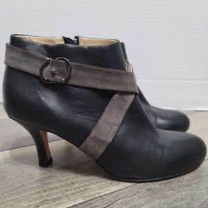 Marchez Vous Rosalind Chic Black and Gray Heeled Ankle Boots Italian Leather Sz9